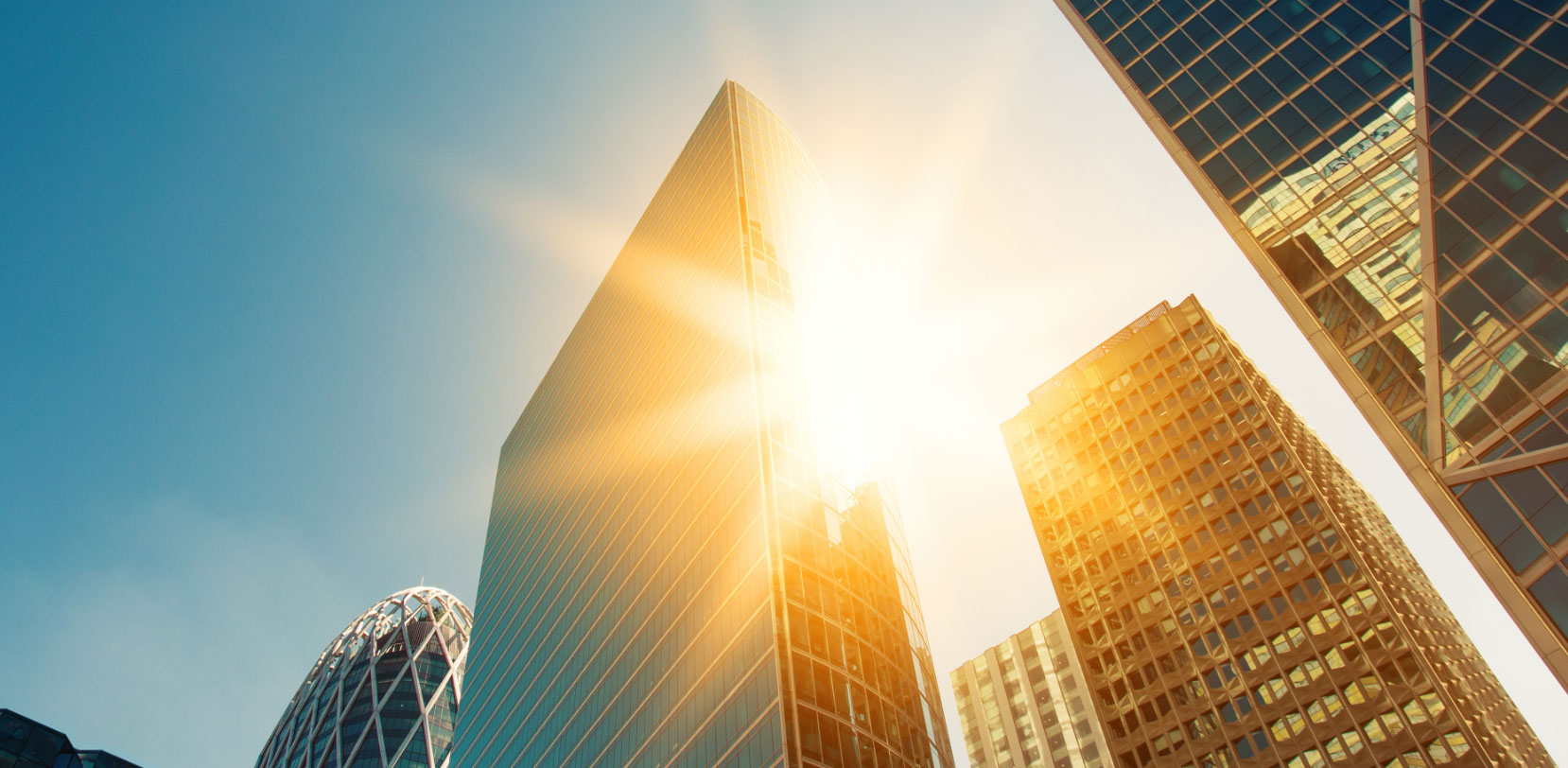 sunlight between skyscrapers